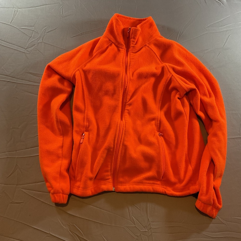 Harrinton Fleece Jacket XS Orange Full Zip Soft Lightweight Outdoor Casual